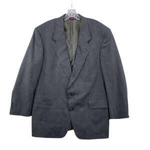 Hart Schaffner & Marx Blazer Mens 43L Gray Pinstripe Wool Two Button Suit Jacket